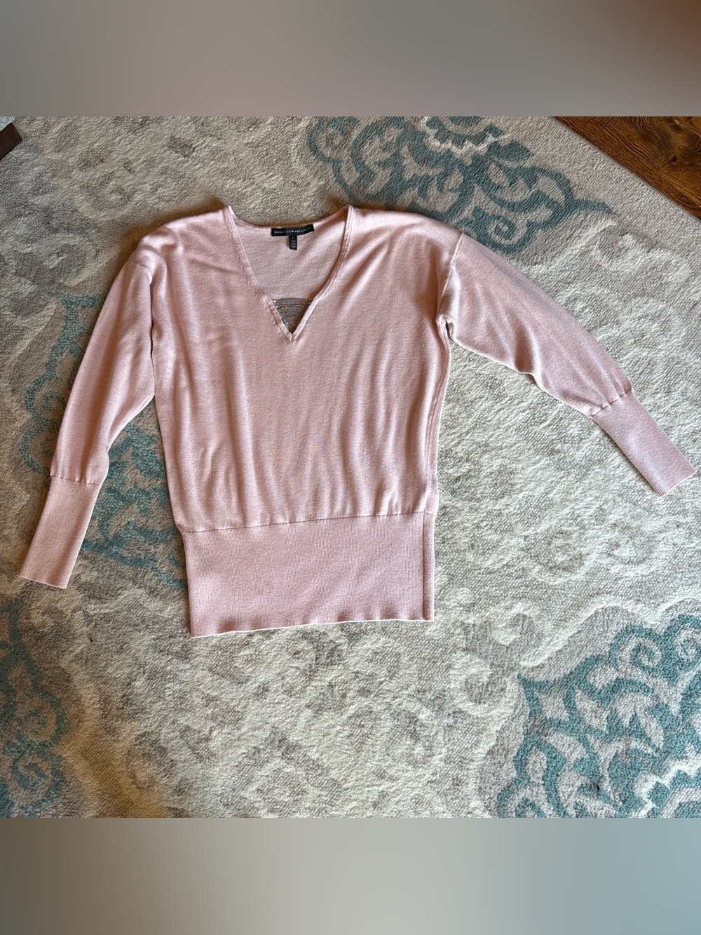 White House Black Market Blush Pink V-Neck Sweater